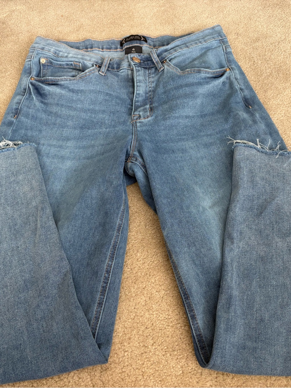 Nanette Lepore Distressed Cropped Jeans — Light Blue